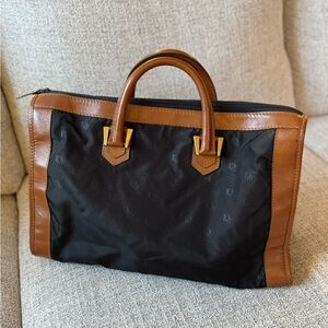 Vintage 80’s Dior Black Nylon and Caramel Leather Boston Bag